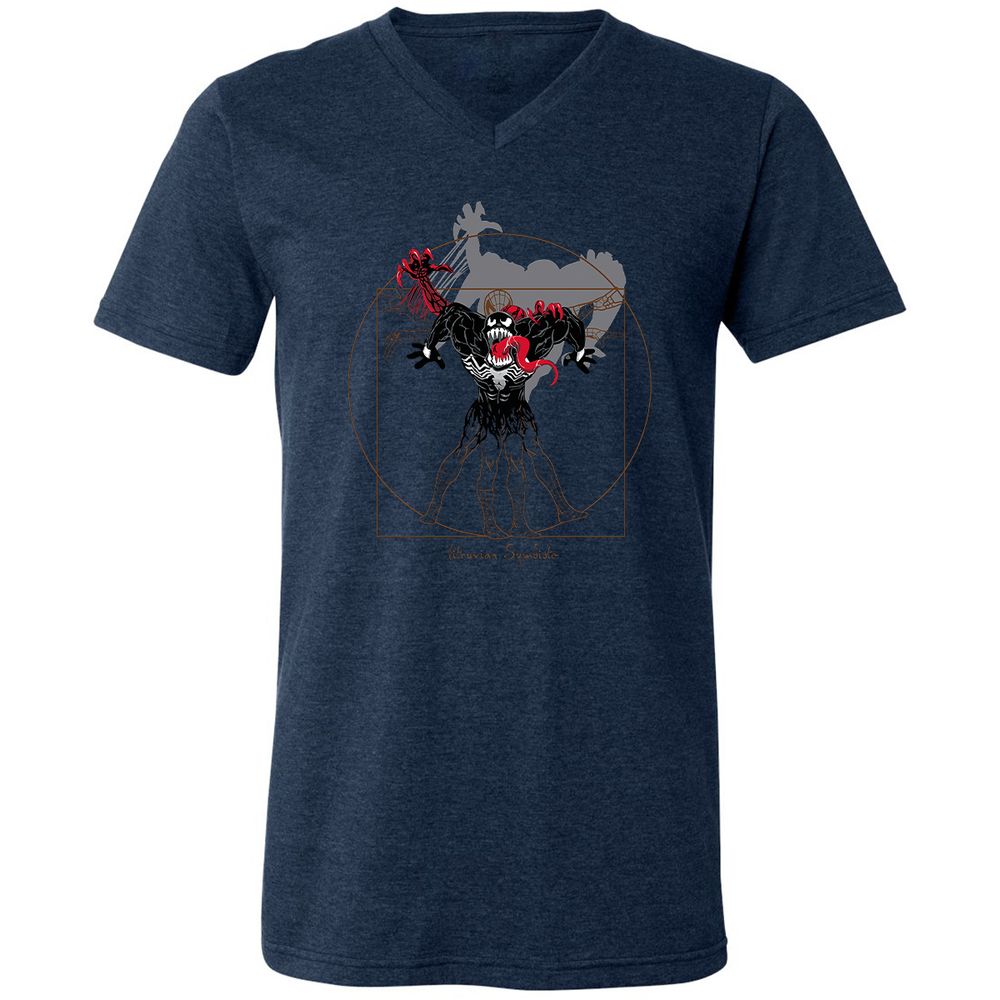 Unisex V-Neck T-Shirt - C5HJMXM3 - Heather Navy - 15