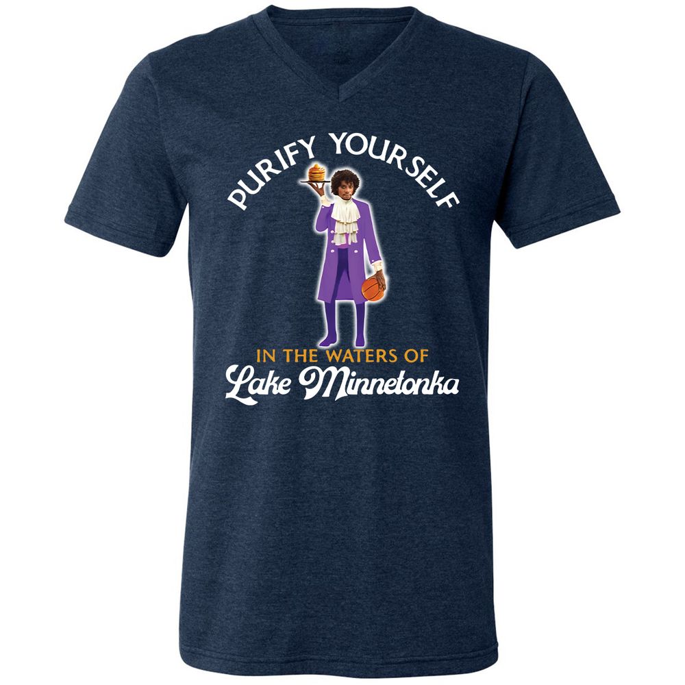 Unisex V-Neck T-Shirt - FKU89SMD - Heather Navy - 15