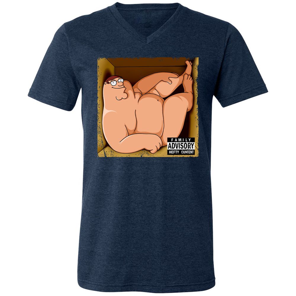 Unisex V-Neck T-Shirt - L8F5ZMVY - Heather Navy - 15