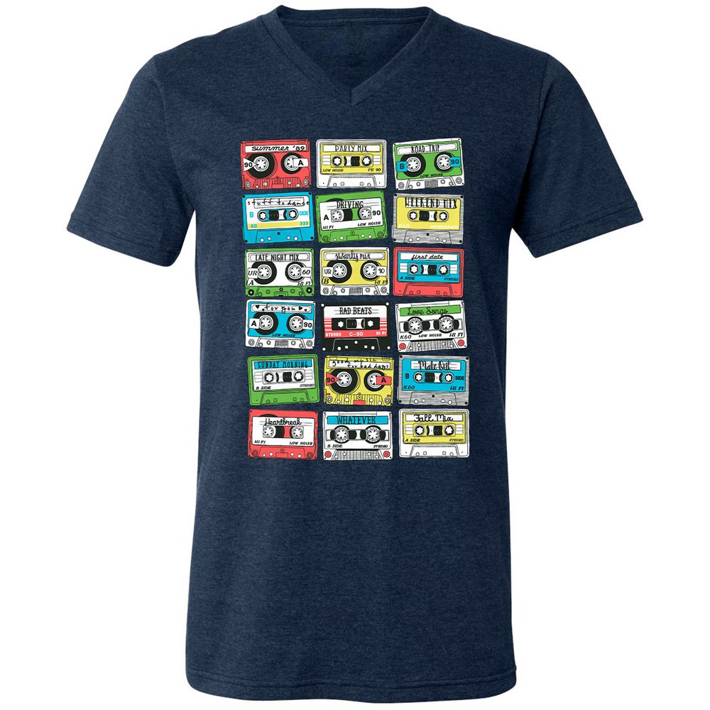 Unisex V-Neck T-Shirt - R7CGAYB4 - Heather Navy - 15