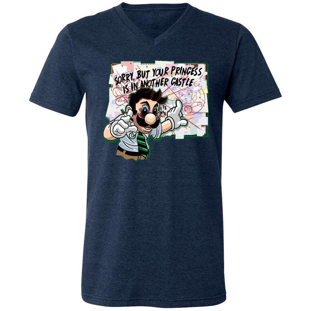 Unisex V-Neck T-Shirt - 34G91UM3 - Heather Navy - 15