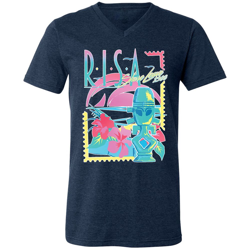 Unisex V-Neck T-Shirt - UJA6FPF9 - Heather Navy - 15