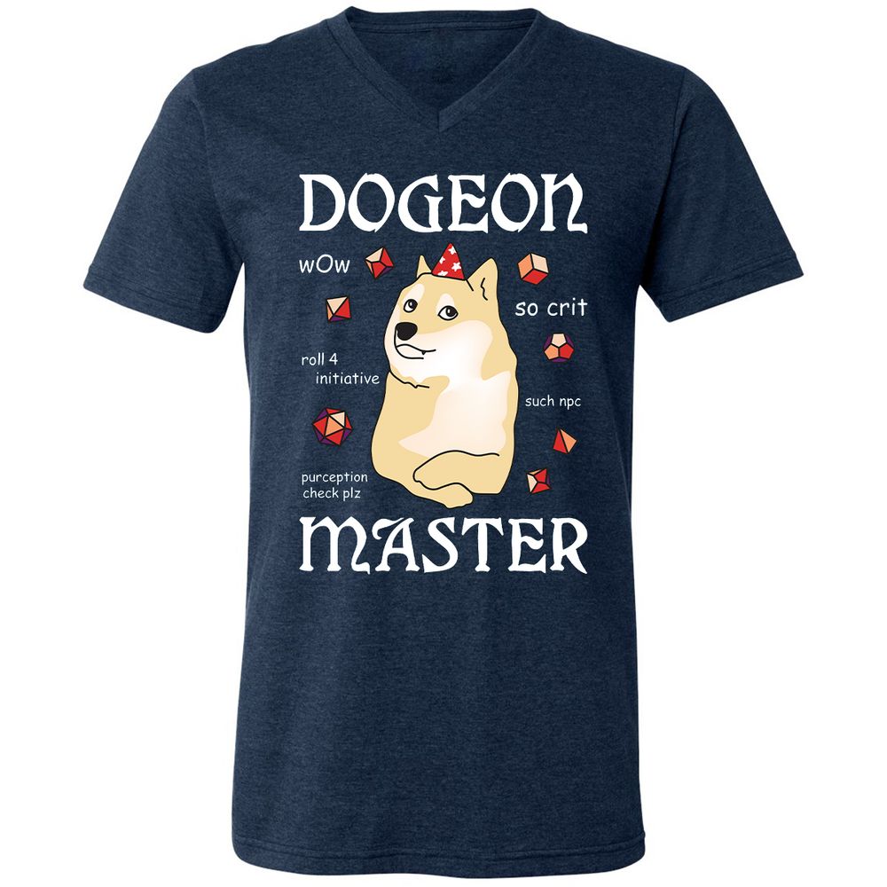 Unisex V-Neck T-Shirt - MUXUJ7DC - Heather Navy - 15