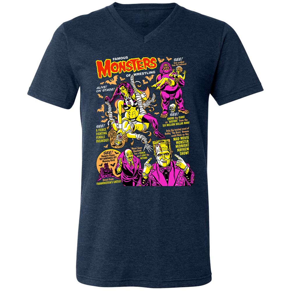 Unisex V-Neck T-Shirt - R3VU4U6T - Heather Navy - 15