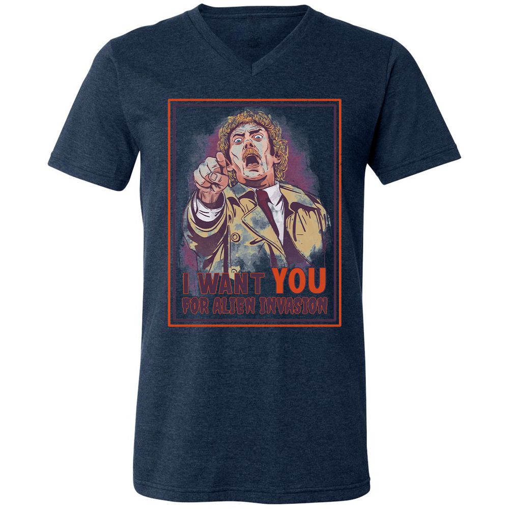 Unisex V-Neck T-Shirt - 4N2LMQPR - Heather Navy - 15