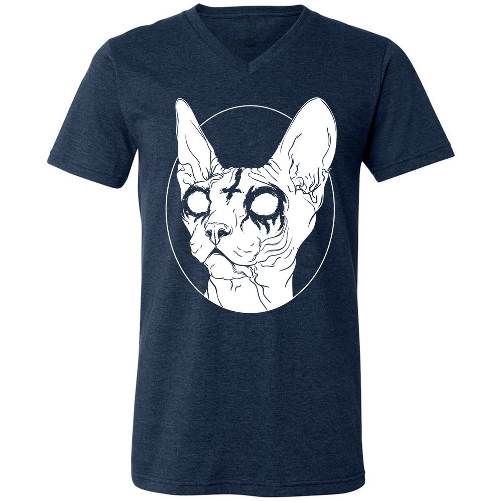 Unisex V-Neck T-Shirt - XN97RFH6 - Heather Navy - 15