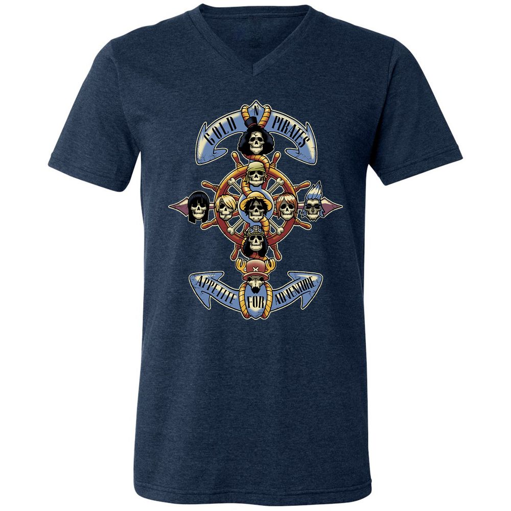 Unisex V-Neck T-Shirt - NPJ5LTPQ - Heather Navy - 15