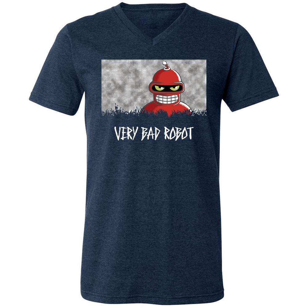 Unisex V-Neck T-Shirt - Black - Heather Navy - 15