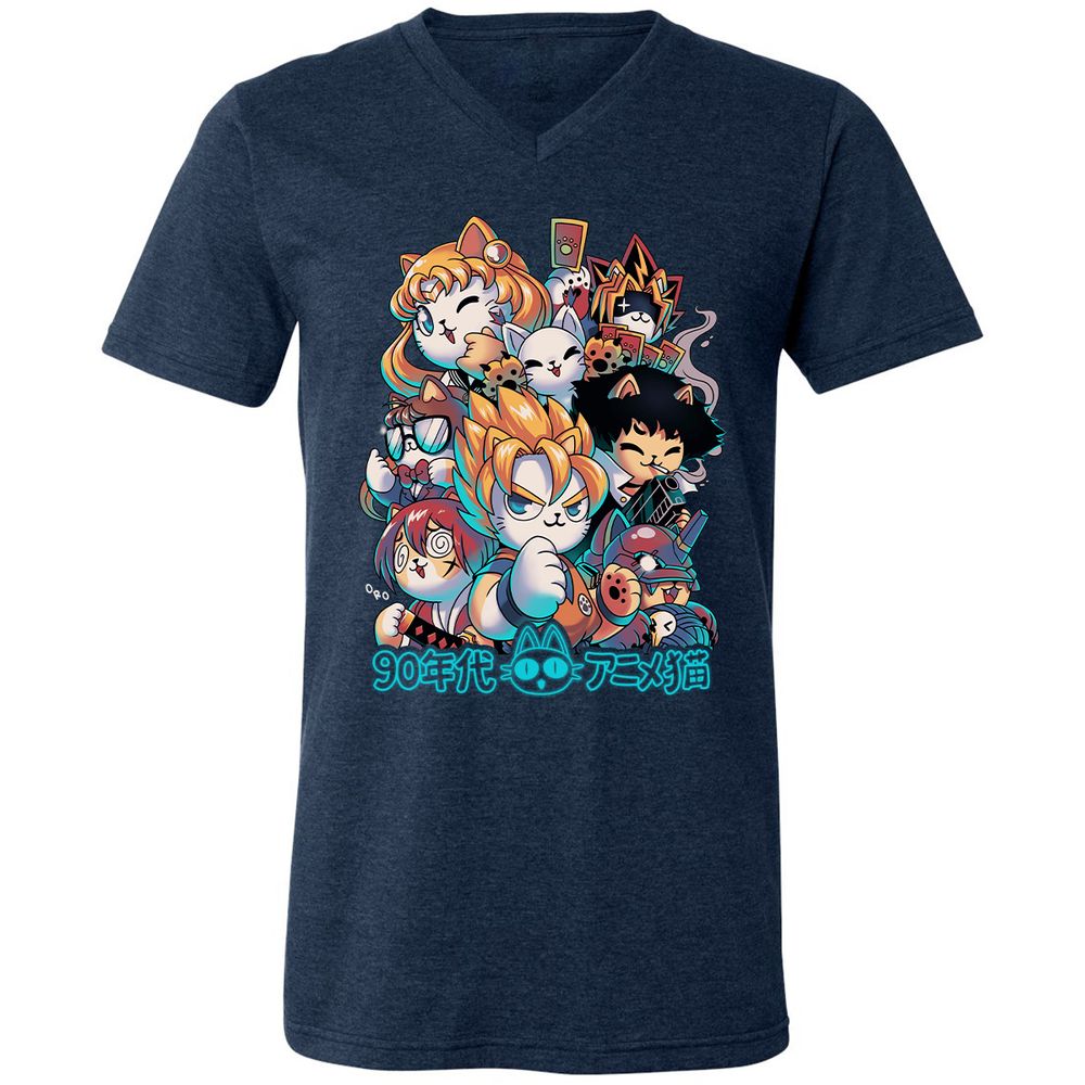 Unisex V-Neck T-Shirt - Z3YFLQVN - Heather Navy - 15