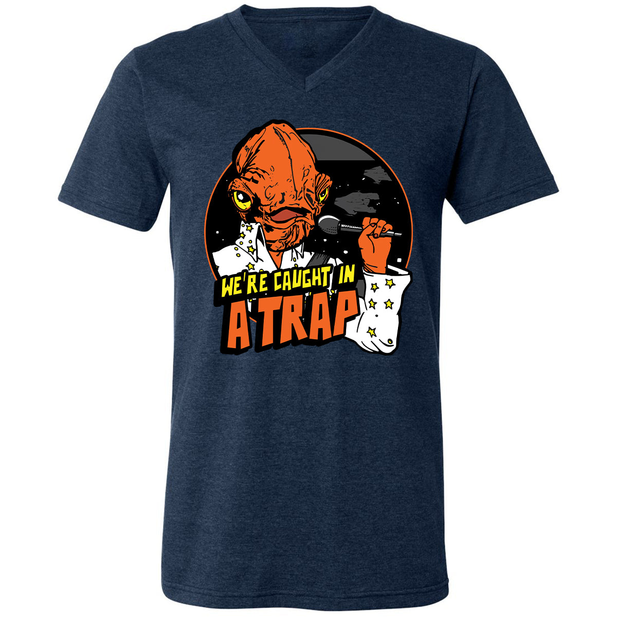 Unisex V-Neck T-Shirt - QXH12TQ2 - Heather Navy - 15