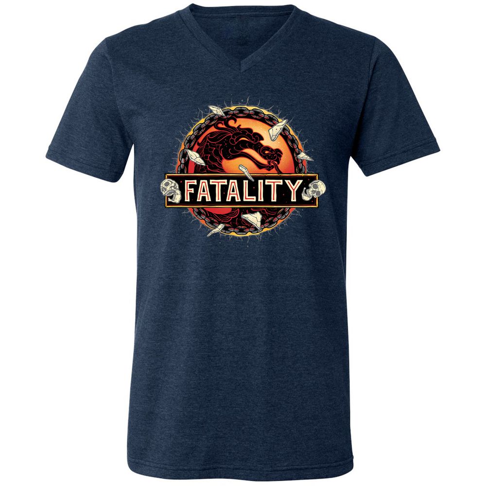 Unisex V-Neck T-Shirt - 4S9BQ194 - Heather Navy - 15