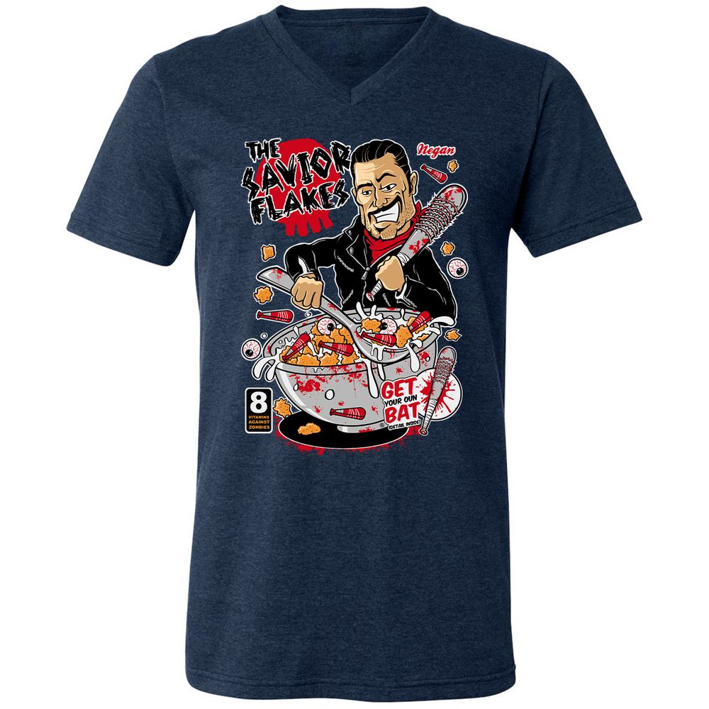 Unisex V-Neck T-Shirt - QTFZ2FYS - Heather Navy - 15