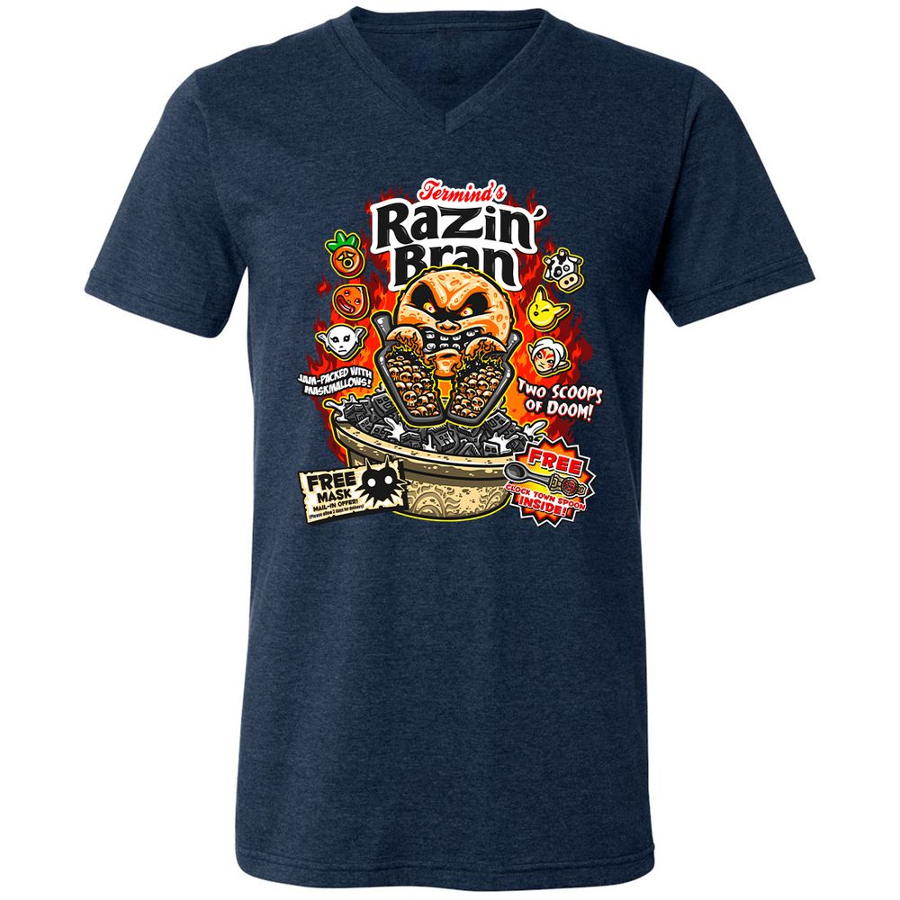 Unisex V-Neck T-Shirt - DCUXZQNJ - Heather Navy - 15