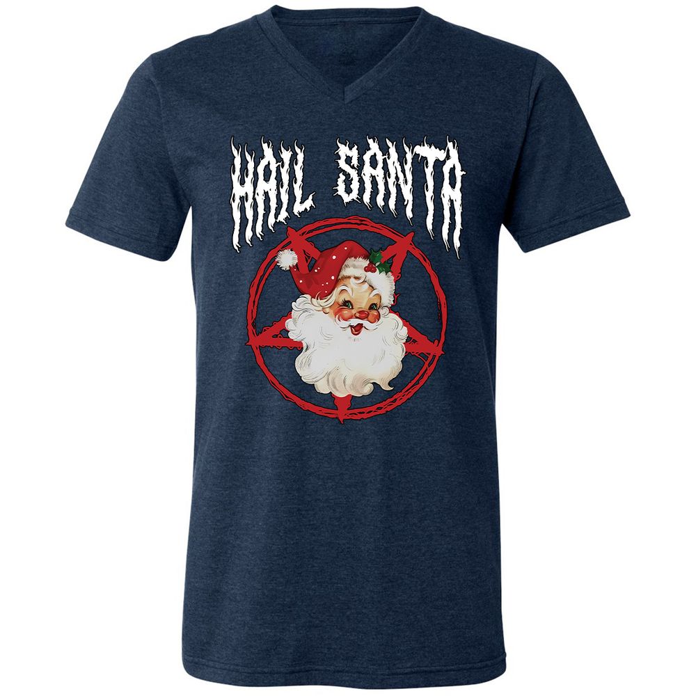 Unisex V-Neck T-Shirt - 1VNTQMZR - Heather Navy - 15