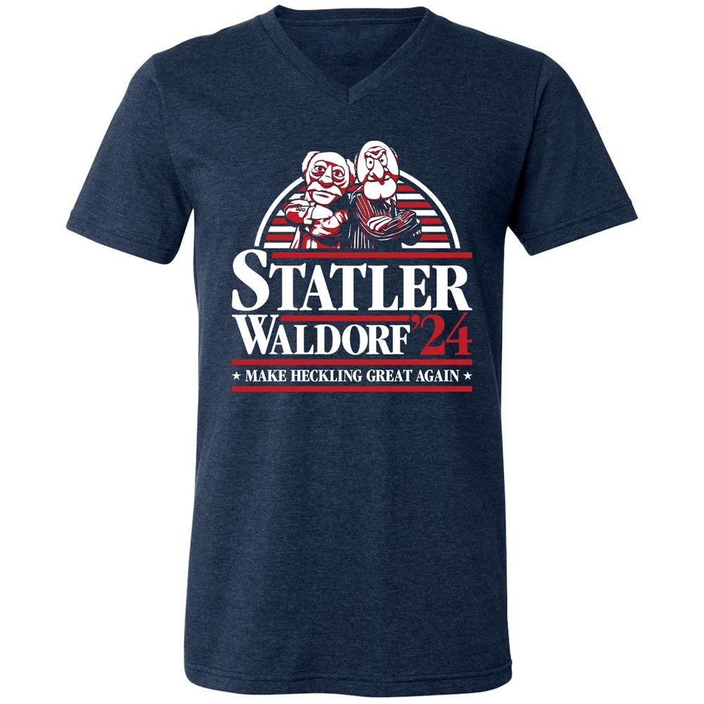 Unisex V-Neck T-Shirt - BSNERUY2 - Heather Navy - 15