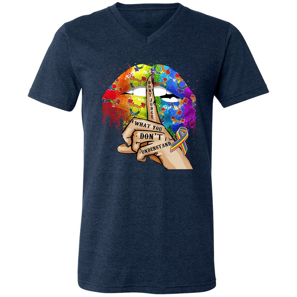 Unisex V-Neck T-Shirt - 5KLQ7T4Z - Heather Navy - 15