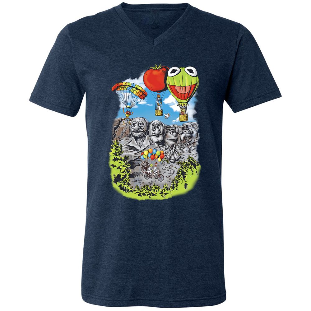 Unisex V-Neck T-Shirt - B6W3USD2 - Heather Navy - 15