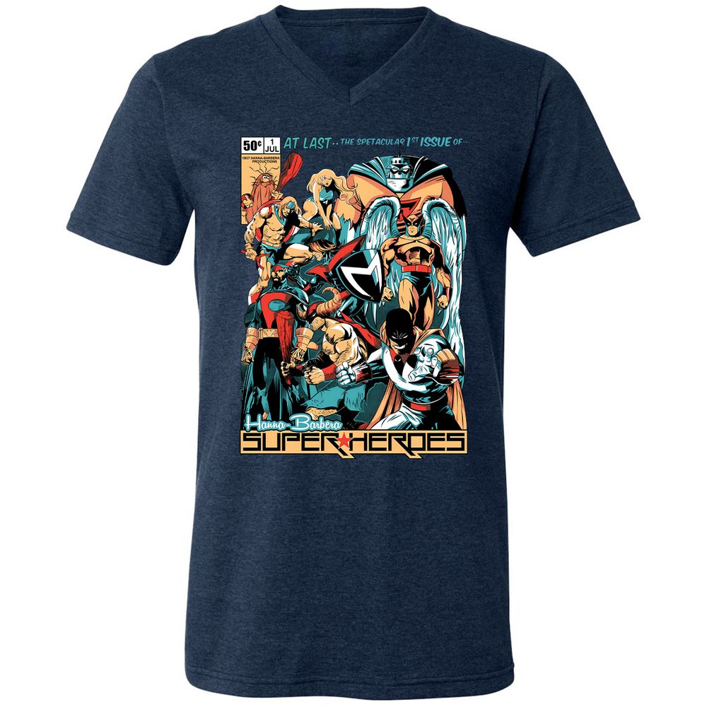 Unisex V-Neck T-Shirt - C4RNGJXQ - Heather Navy - 15