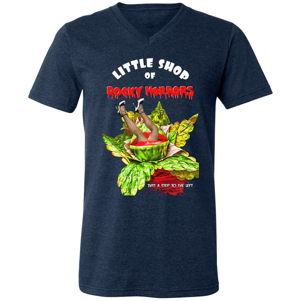 Unisex V-Neck T-Shirt - Black - Heather Navy - 15