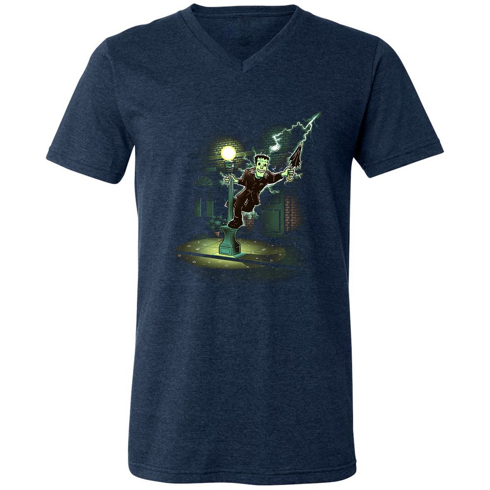 Unisex V-Neck T-Shirt - A8G7CLDX - Heather Navy - 15