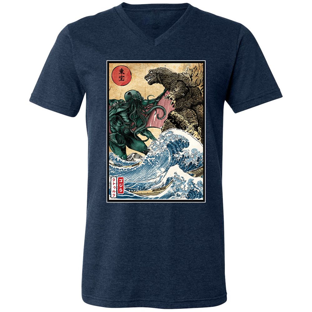 Unisex V-Neck T-Shirt - F1AY3XDG - Heather Navy - 15