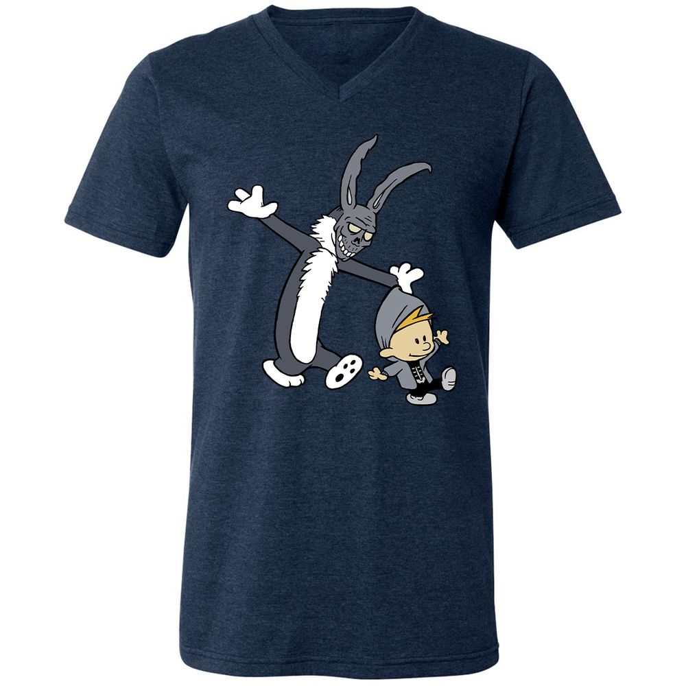 Unisex V-Neck T-Shirt - VQKHLLG6 - Heather Navy - 15