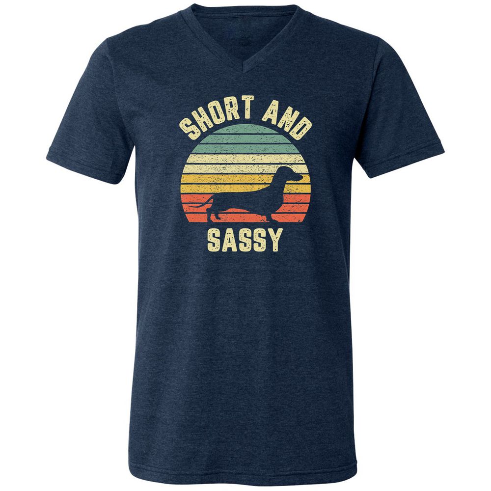 Unisex V-Neck T-Shirt - XU1HRA42 - Heather Navy - 15