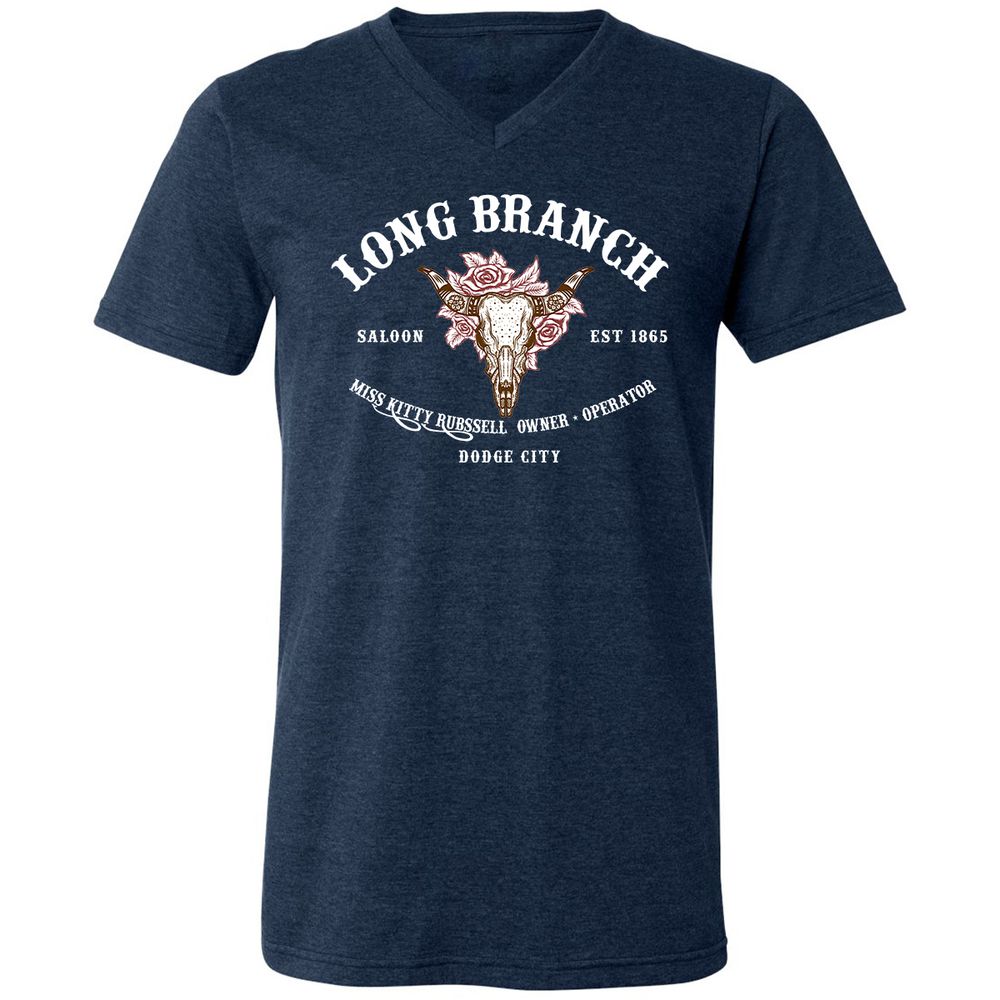 Unisex V-Neck T-Shirt - KRL1X7MH - Heather Navy - 15