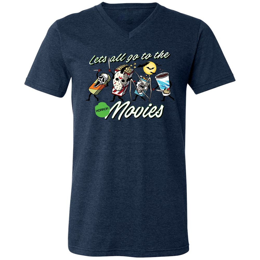 Unisex V-Neck T-Shirt - RH2FG9L4 - Heather Navy - 15