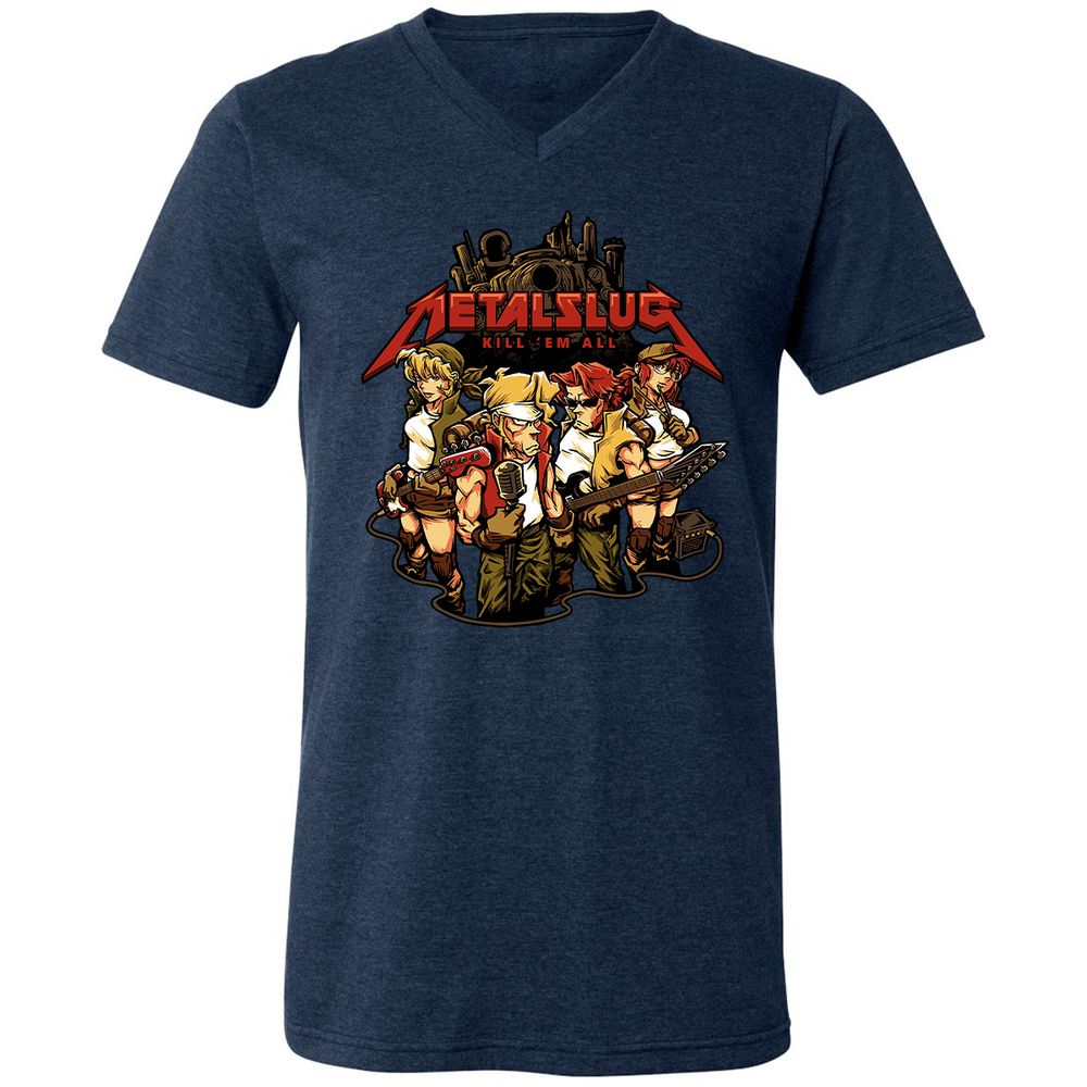 Unisex V-Neck T-Shirt - 9J1E4TKR - Heather Navy - 15