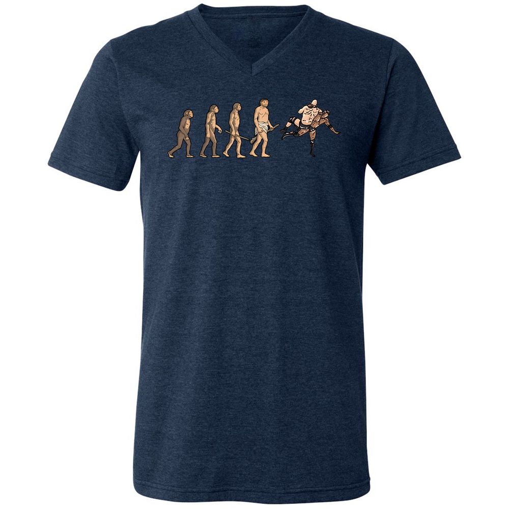 Unisex V-Neck T-Shirt - ZVKVDNJX - Heather Navy - 15