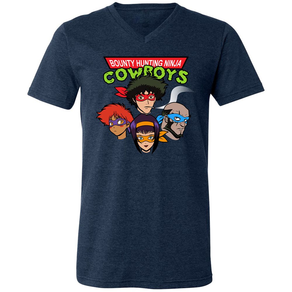 Unisex V-Neck T-Shirt - FNJLQGTT - Heather Navy - 15
