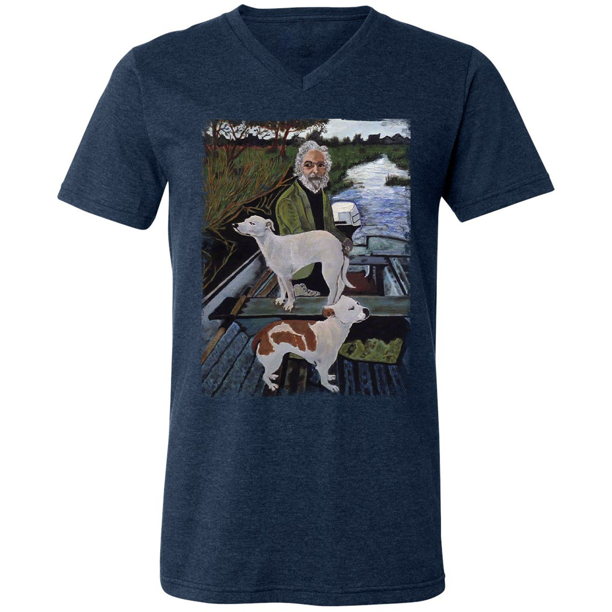 Unisex V-Neck T-Shirt - ZY8JYX1T - Heather Navy - 15