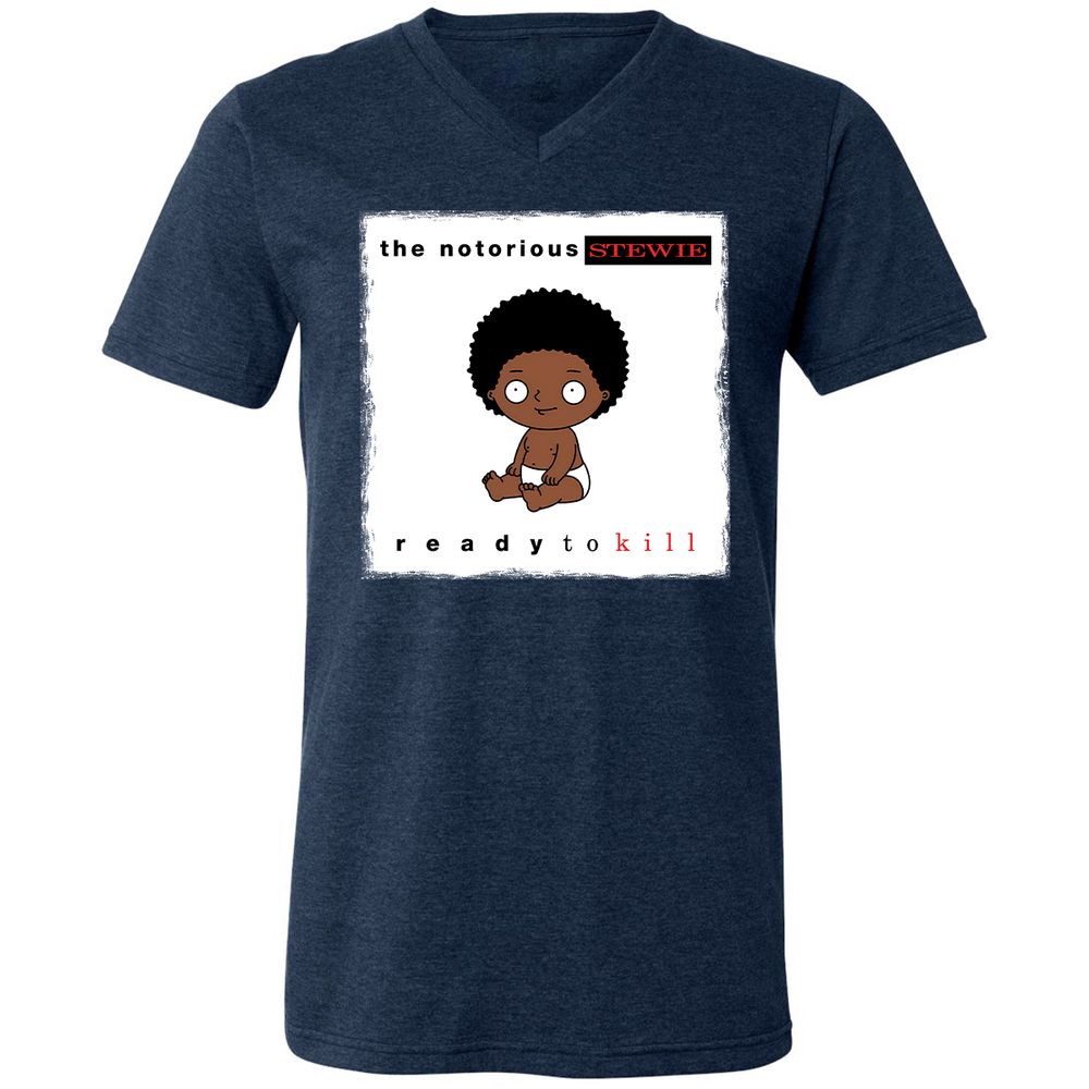 Unisex V-Neck T-Shirt - JR1WX8DD - Heather Navy - 15