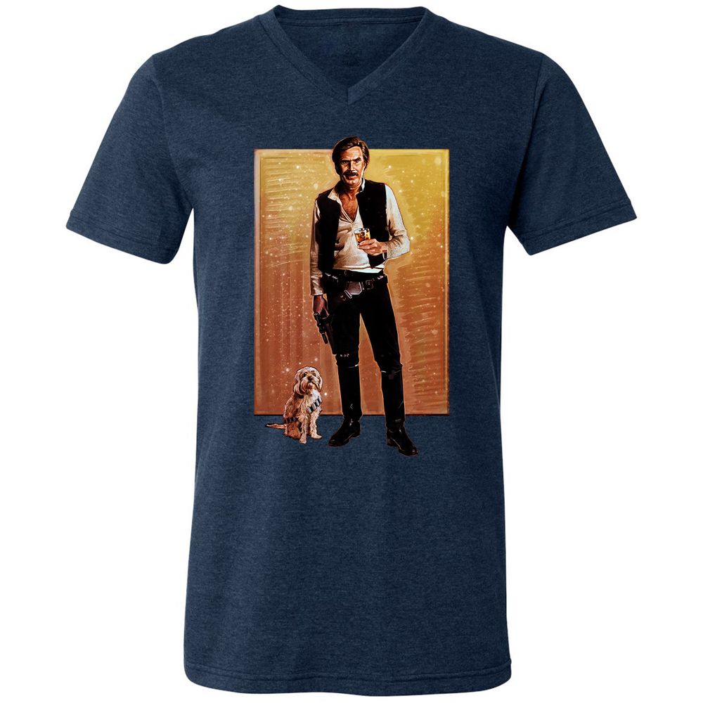 Unisex V-Neck T-Shirt - EBH8B4KZ - Heather Navy - 15