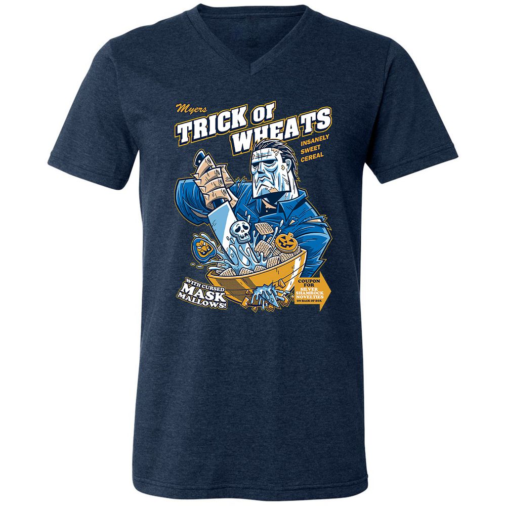 Unisex V-Neck T-Shirt - J3K7WQHW - Heather Navy - 15