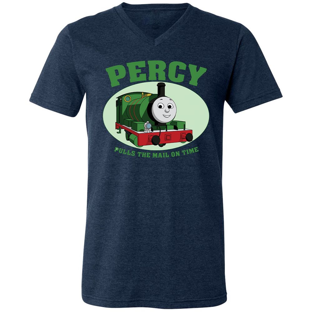 Unisex V-Neck T-Shirt - W9Q8D4HG - Heather Navy - 15