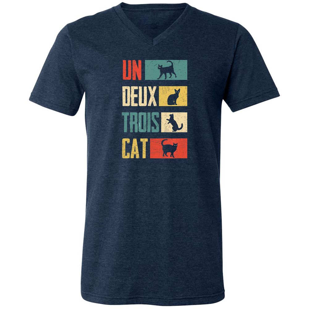 Unisex V-Neck T-Shirt - 3EXCAQLE - Heather Navy - 15
