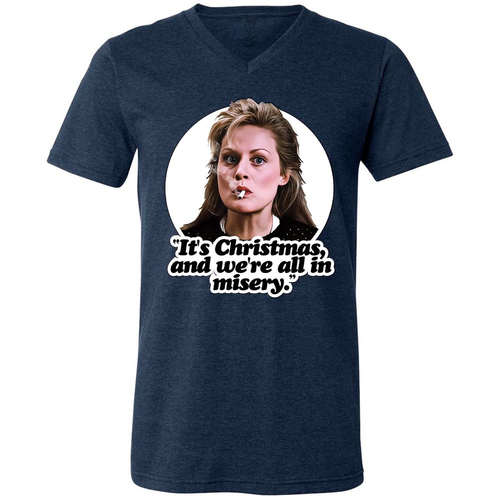 Unisex V-Neck T-Shirt - VQAU5RWZ - Heather Navy - 15