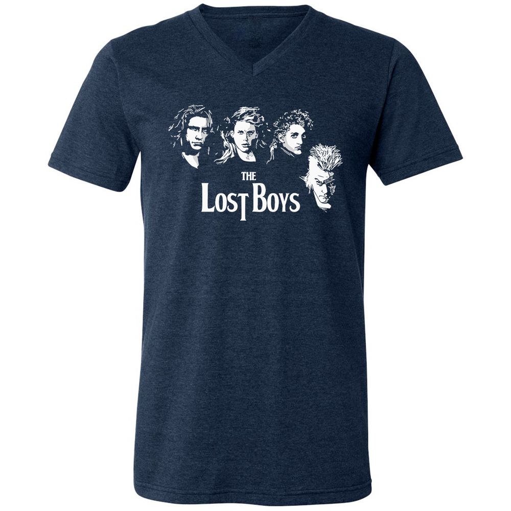 Unisex V-Neck T-Shirt - LMQCAUZQ - Heather Navy - 15
