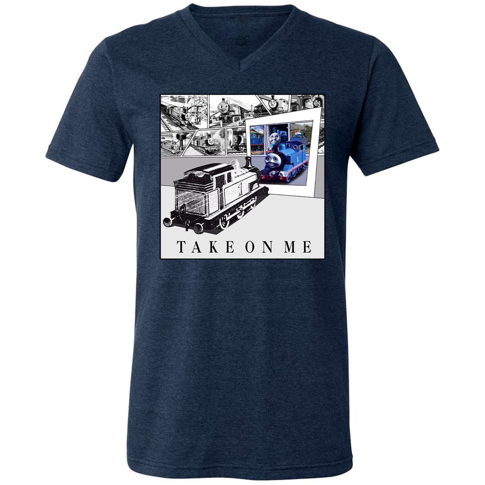Unisex V-Neck T-Shirt - Q46QBWVE - Heather Navy - 15