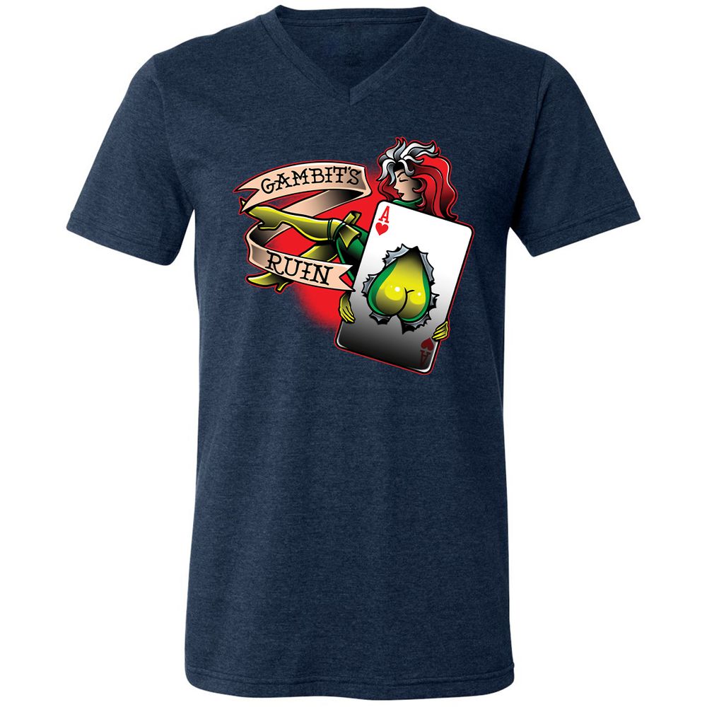 Unisex V-Neck T-Shirt - K19KYJFX - Heather Navy - 15