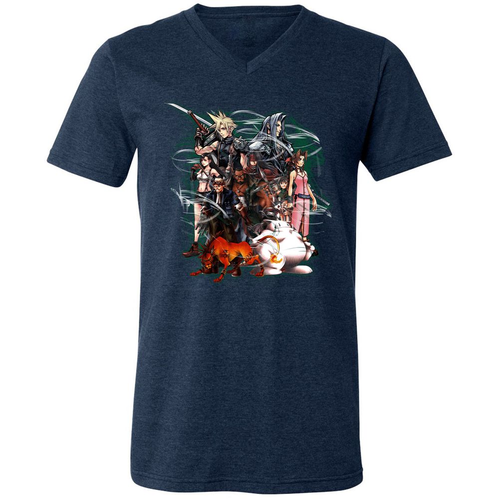 Unisex V-Neck T-Shirt - T1B15JH7 - Heather Navy - 15