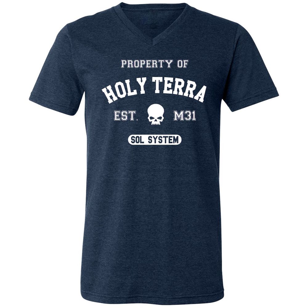 Unisex V-Neck T-Shirt - 9V971W3H - Heather Navy - 15