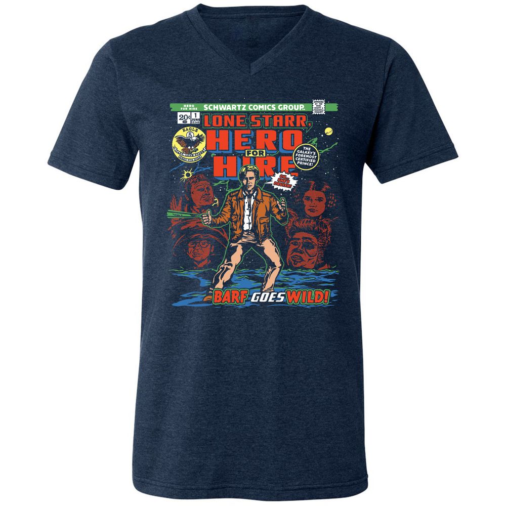 Unisex V-Neck T-Shirt - G9DLJXX4 - Heather Navy - 15