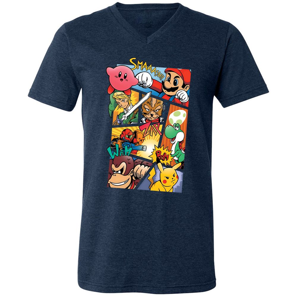 Unisex V-Neck T-Shirt - 29HE1BTW - Heather Navy - 15