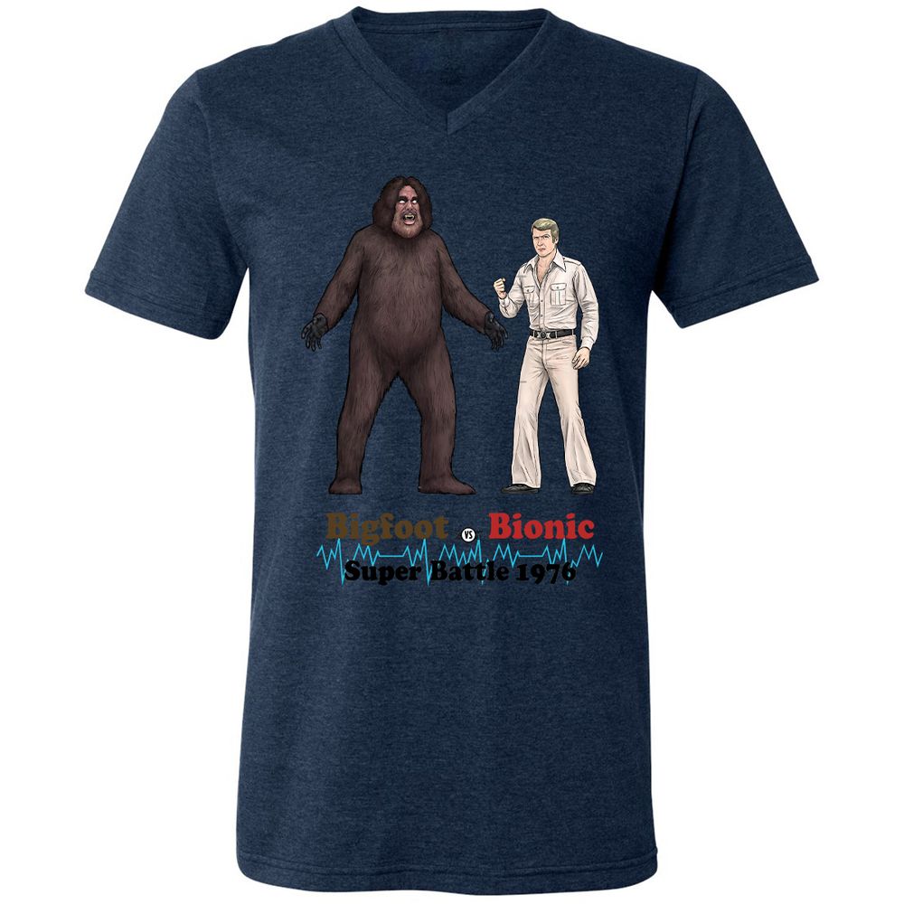 Unisex V-Neck T-Shirt - G7NMGAGQ - Heather Navy - 15