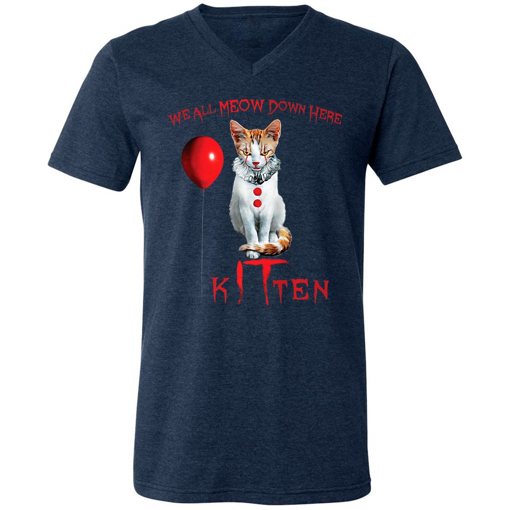 Unisex V-Neck T-Shirt - TNHZ7U8B - Heather Navy - 15