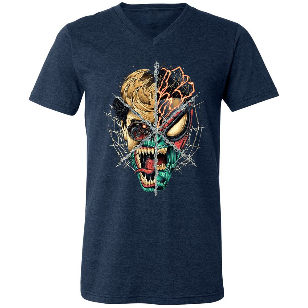 Unisex V-Neck T-Shirt - X1GMQ7E5 - Heather Navy - 15