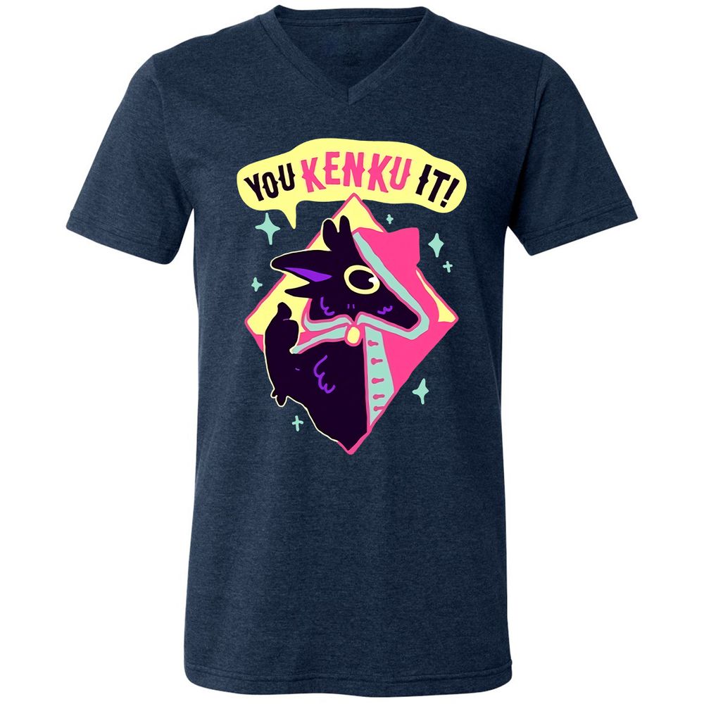 Unisex V-Neck T-Shirt - 4GUCF5S1 - Heather Navy - 15